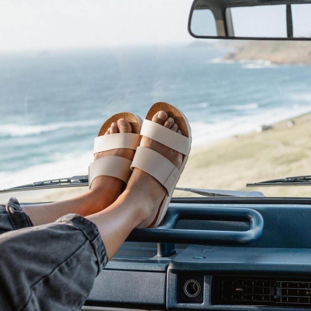 Women's Slide Sandal Oasis Duo Open Toe Slip-on Hi Platform Heel Double Strap - Picture 7 of 7